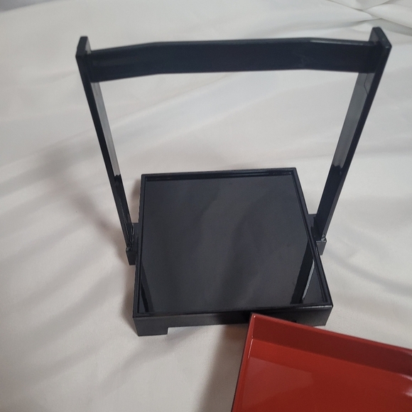 Vintage Japanese Black Laquerware 3 Tier Bento Trinket Box - Picture 5 of 11